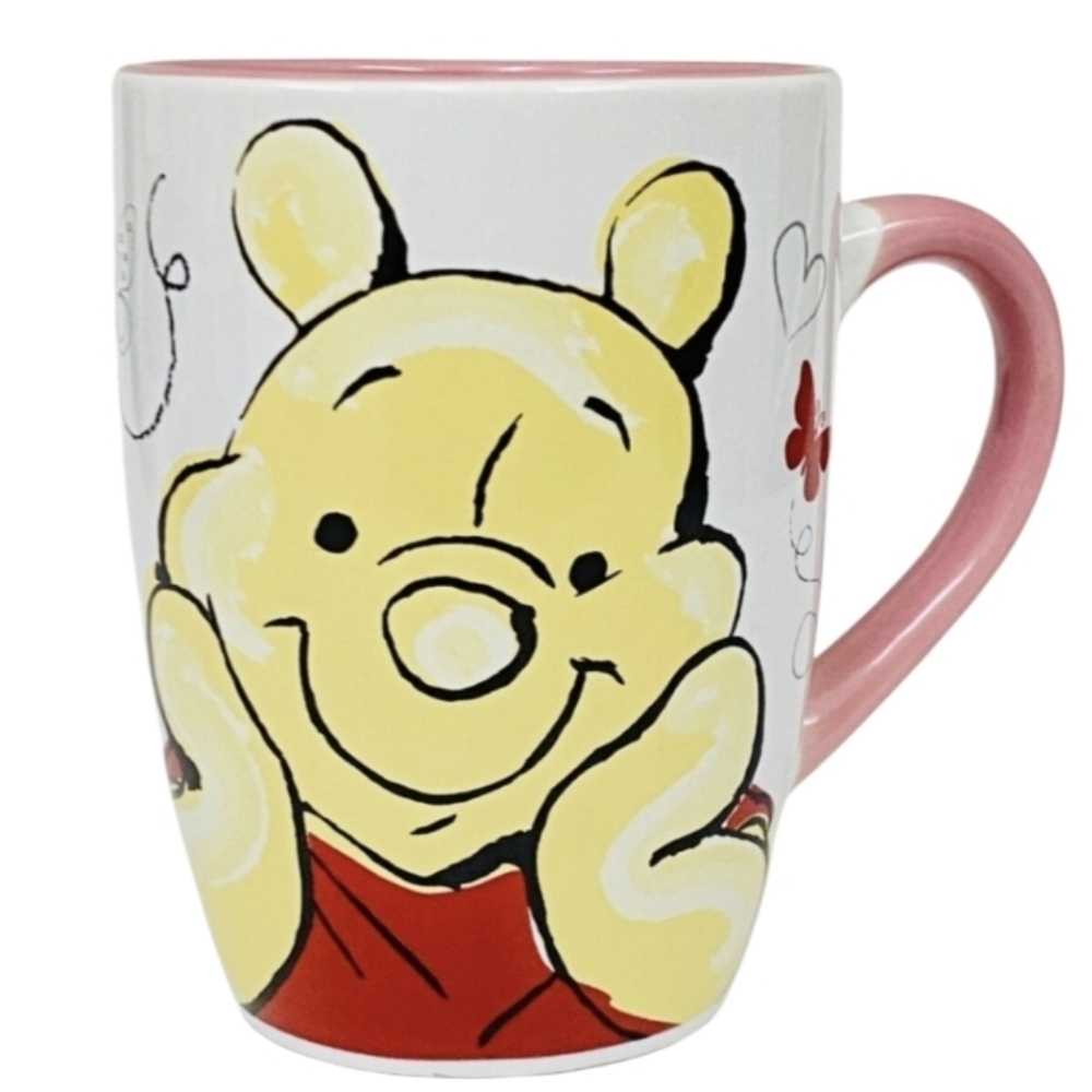 Disney Galerie Winnie the Pooh Love Pooh Mug with Pink Handle Hearts Butterflies